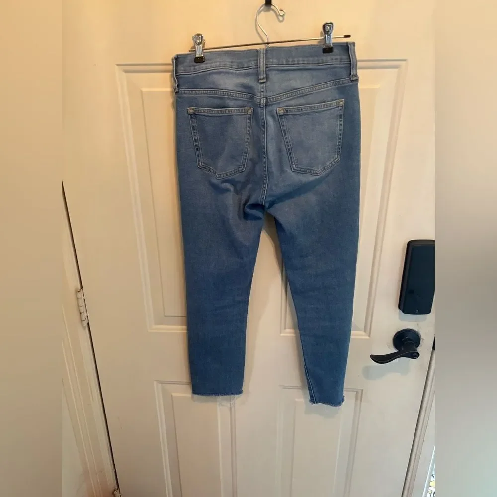 J. Crew Blue Ankle Cropped Jeans with raw hem